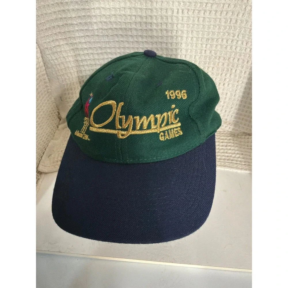 Vintage 1996 Atlanta Olympic Games The Game Snapback Hat OSFA Green Blue